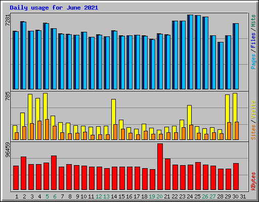 Daily usage for June 2021