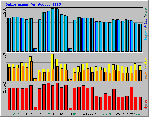 Daily usage for August 2025